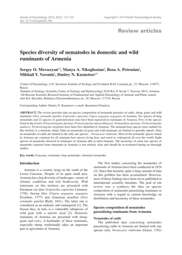 Species Diversity of Nematodes in Domestic and Wild Ruminants of Armenia