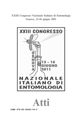 XXIII Congresso Nazionale Italiano Di Entomologia Genova, 13-16 Giugno 2011
