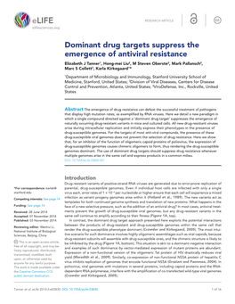 Dominant Drug Targets Suppress the Emergence of Antiviral Resistance