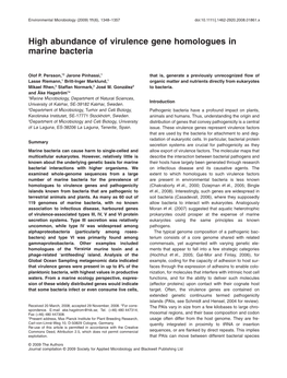 High Abundance of Virulence Gene Homologues In