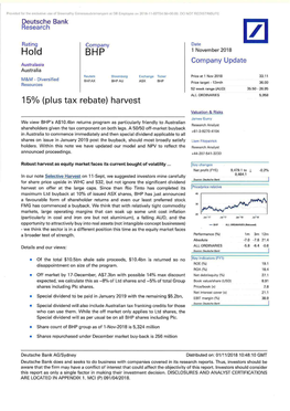 BHP 20181101 15 Dividend Rebate