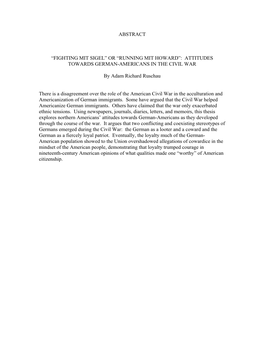 OR “RUNNING MIT HOWARD”: ATTITUDES TOWARDS GERMAN-AMERICANS in the CIVIL WAR by Adam Rich