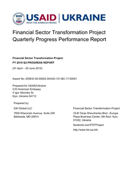 Financial Sector Transformation Project Quarterly Progress Performance Report