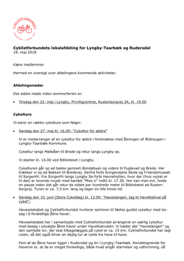 Cyklistforbundets Lokalafdeling for Lyngby-Taarbæk Og Rudersdal 18