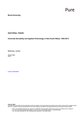 Homicide Solvability and Applied Victimology in New South Wales, 1994-2013