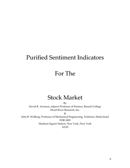 Purified Sentiment Indicators for the Stock Market