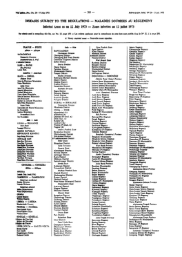 285 Diseases Subject to the Regulations — Maladies