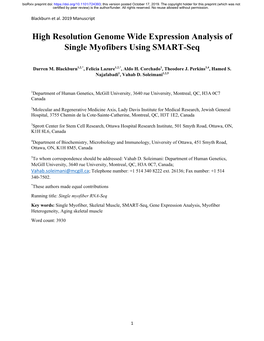 High Resolution Genome Wide Expression Analysis of Single Myofibers Using SMART-Seq