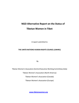NGO Alternative Report on the Status of Tibetan Women in Tibet