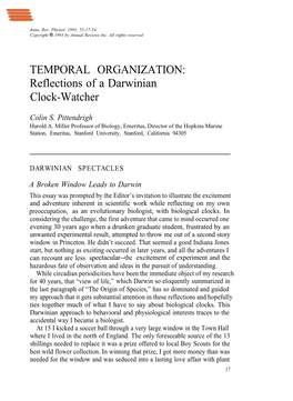 TEMPORAL ORGANIZATION: Reflections of a Darwinian Clock-Watcher