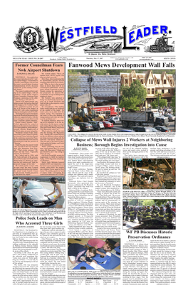 Fanwood Mews Development Wall Falls Nwk Airport Shutdown by MICHAEL J