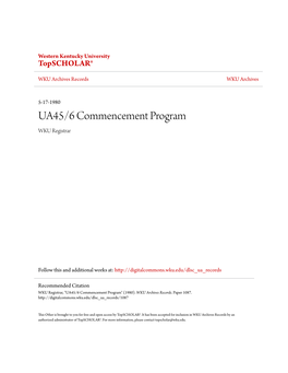 UA45/6 Commencement Program WKU Registrar