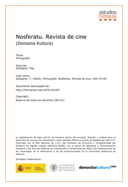 Nosferatu. Revista De Cine (Donostia Kultura)