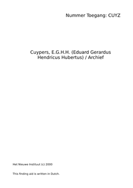 Cuypers, EGHH