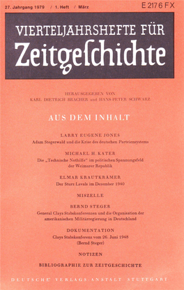 Vierteljahrshefte Für Zeitgeschichte Jahrgang 27(1979) Heft 1
