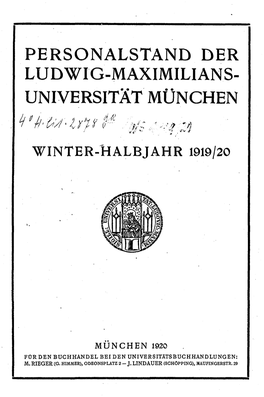 Personalstand Der Ludwig-Maximilians-Universität München