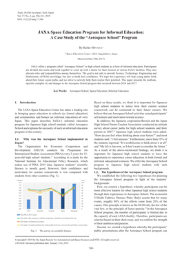 JAXA Space Education Program for Informal Education: a Case Study of the “Aerospace School” Program