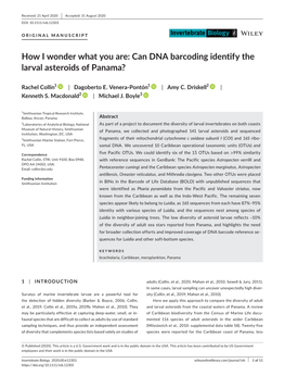 Can DNA Barcoding Identify the Larval Asteroids of Panama?