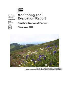 Siuslaw National Forest FY 2010 Monitoring Report