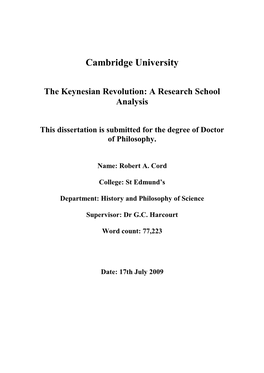 The Keynesian Revolution: a Research School Analysis