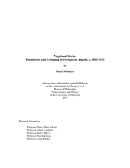 Boundaries and Belonging in Portuguese Angola, C. 1880-1910