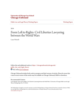 Civil Liberties Lawyering Between the World Wars Laura Weinrib