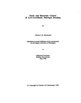 Steric and Electronic Contrd of Low-Coordinate Pnictogen Bonding