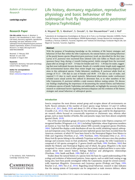 Life History, Dormancy Regulation, Reproductive Physiology and Basic