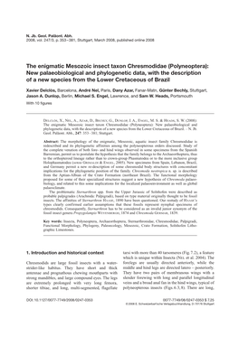 The Enigmatic Mesozoic Insect Taxon Chresmodidae (Polyneoptera