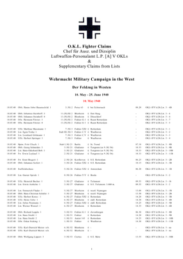 Luftwaffe Victories During French Campaign