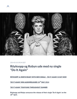 Röyksopp Og Robyn Ude Med Ny Single "Do It Again"