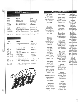 1994 Schedules Probable Entries