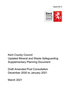 Kent County Council Updated Mineral and Waste Safeguarding Supplementary Planning Document