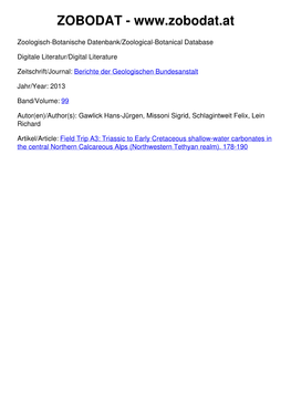 Triassic to Early Cretaceous Shallow-Water Carbonates in the Central Northern Calcareous Alps (Northwestern Tethyan Realm)