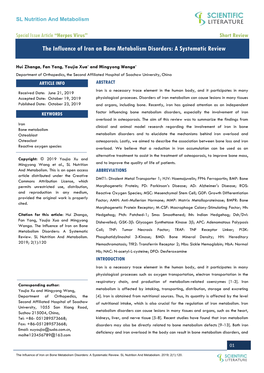 The Influence of Iron on Bone Metabolism Disorders: a Systematic Review