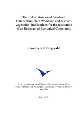 The Soil of Abandoned Farmland, Cumberland Plain Woodland and Restored Vegetation: Implications for the Restoration of an Endangered Ecological Community