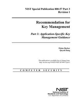 Recommendation for Key Management, Part 3: Application