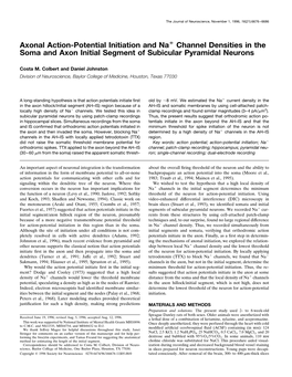 Axonal Action-Potential Initiation and Na Channel Densities in the Soma