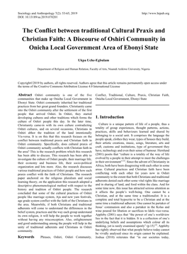 A Discourse of Oshiri Community in Onicha Local Government Area of Ebonyi State