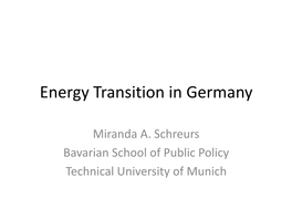 Energy Transition in Germany