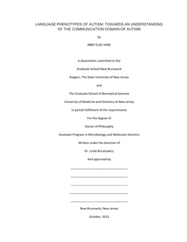 Language Phenotypes of Autism: Towards an Understanding of the Communication Domain of Autism