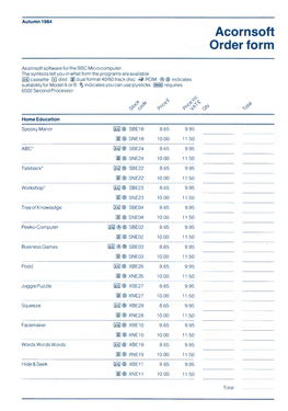 Acorn Soft Order Form