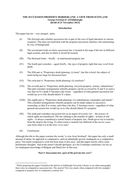 THE SUCCESSION/PROPERTY BORDERLAND: a VIEW from SCOTLAND George Gretton (U of Edinburgh) [Draft of 21 November 2013]