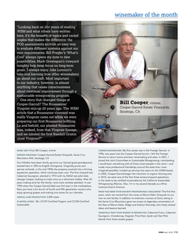 Winemaker of the Month: Bill Cooper—Vintner of Cooper-Garrod Estate Vineyards, Saratoga, California