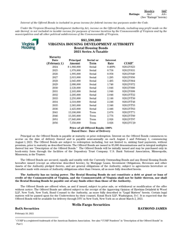 Rental Housing Bonds 2021 Series A-Taxable