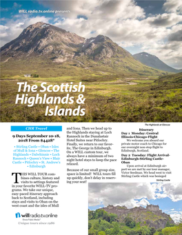 WILL Tour Scottish Highlands & Islands Full Itinerary