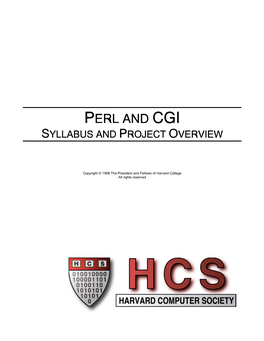 Perl and Cgi Syllabus and Project Overview