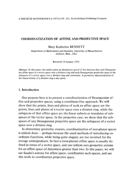 Coordinatization of Affine and Projective Space