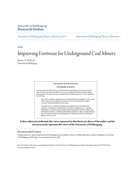 Improving Footwear for Underground Coal Miners Jessica A