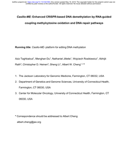 Casilio-ME: Enhanced CRISPR-Based DNA Demethylation by RNA-Guided